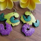 hand carving wooden earrings painting designs plant
